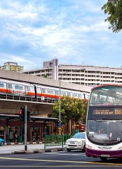 Elevated Train Passes Decker Bus, Public Transport_medium