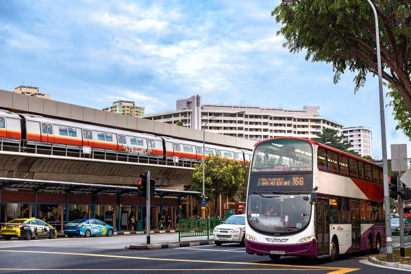 Elevated Train Passes Decker Bus, Public Transport_medium